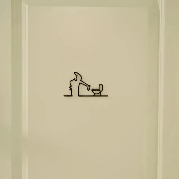 2D Flat, High-Quality 2D Flat Metal Self-with holes, Black Frame Modern Home Decor for Bathroom - Easy to Install Wall Art