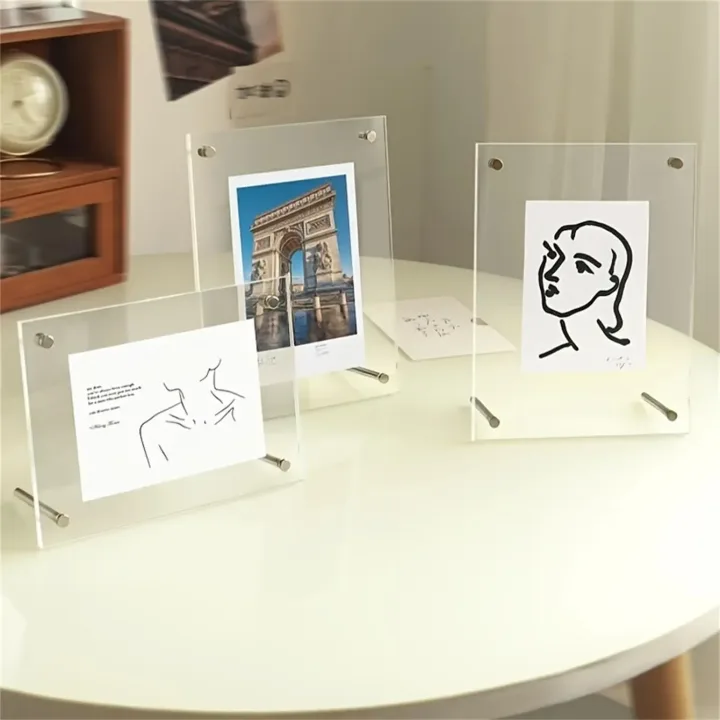 Transparent Picture Frame 6-Inch Wall-Mounted Ins Postcard Photo Frame Poster Display Stand 7-inch Acrylic Photo Frame Table