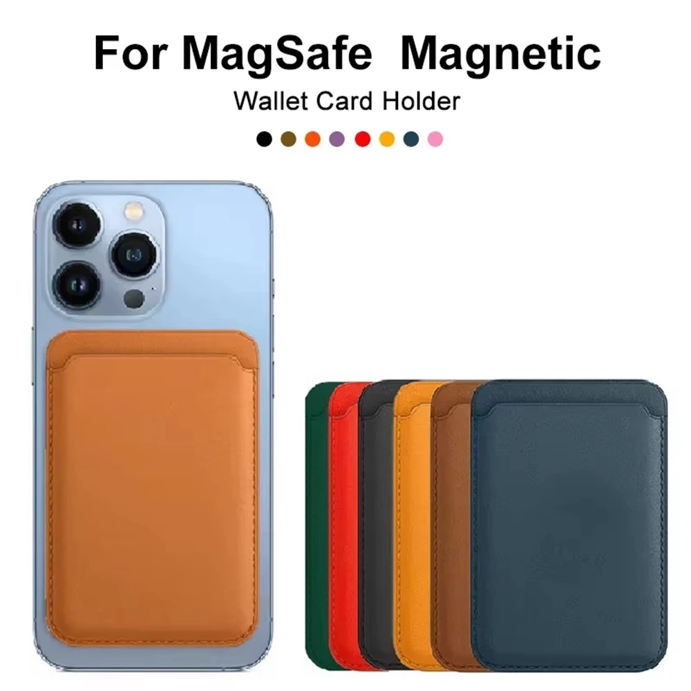 Magnetic Card Holder Leather PU Card Sleeve ID Card Holder Mobile Phone Back Sticker Bag For Magsafe iPhone 17 Card Holder Cover