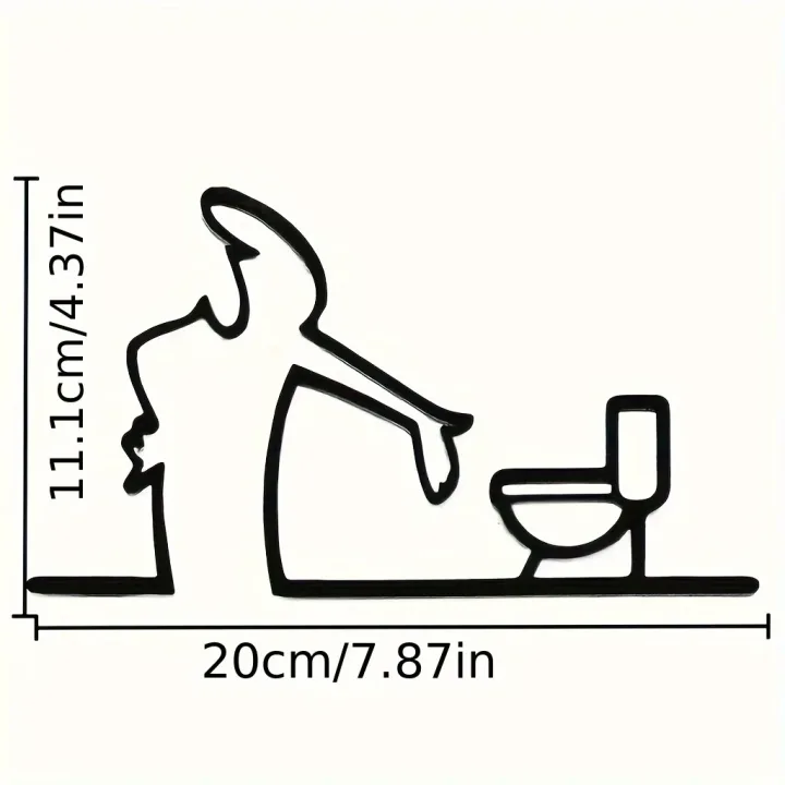 2D Flat, High-Quality 2D Flat Metal Self-with holes, Black Frame Modern Home Decor for Bathroom - Easy to Install Wall Art