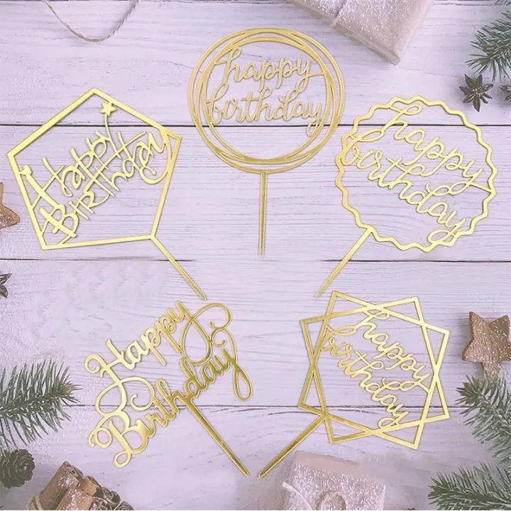10/20Pcs 14cm Happy Birthday Cake Topper Acrylic Letter Cake Toppers Party Supplies Happy Birthday Black Cake Decorations