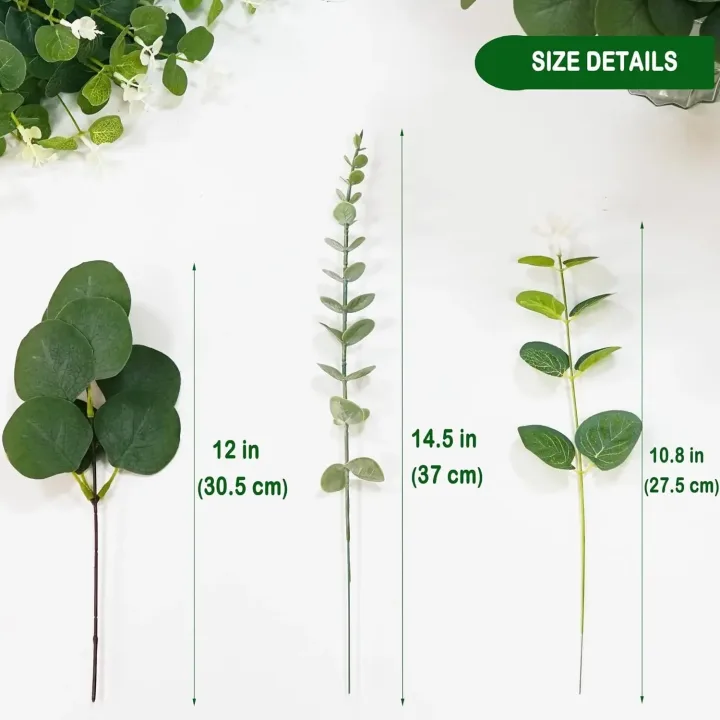 5/10/20Pcs Eucalyptus Leaves Bulk Faux Plant Stems Bundle Fake Leaves for Home Vase Decor Wedding Bouquet Arrangement Decoration