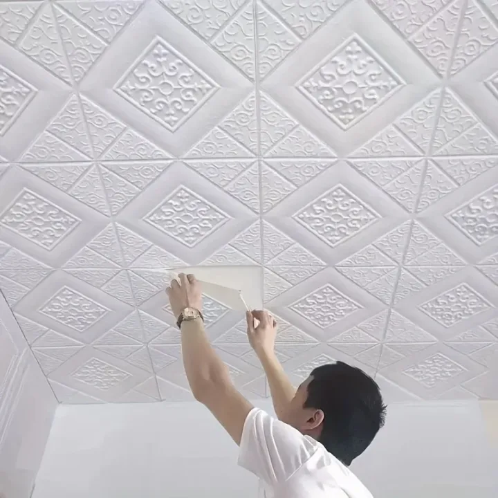 20pcs 3D Ceiling Wallpaper self adhesive wall decor Waterproof foam Design Sticker for bedroom wall sticker paper