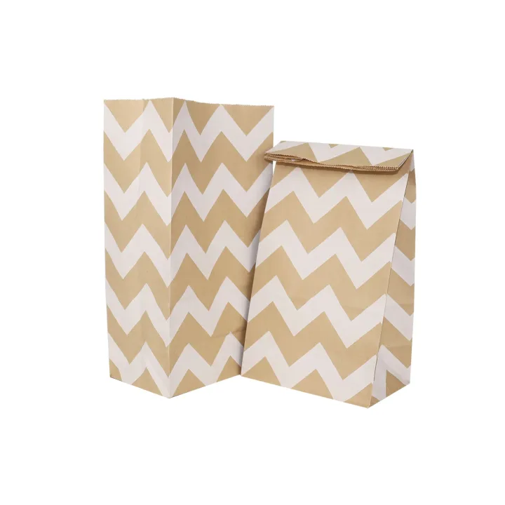 6/12/24pcs Mixed Style Kraft Craft Paper Bags Wave Dot Candy Cookie Packaging Bag Birthday Party Supplies Wedding Guest Gift Bag