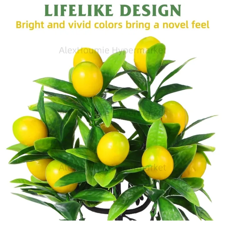 Fake Lemon Tree Small Artificial Plant Plastic Lemon Tree Bonsai Decor Potted Plant for Indoor Decor