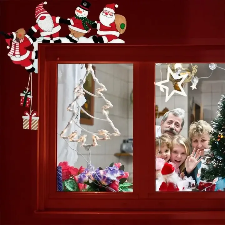 New Santa Door Corner Decor Christmas Cartoon Door Frame Decor Snowman Reindeer Wooden Pendant Party House Decor