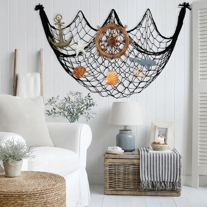 80x40 Inch Fishing Net Decor, Thick Natural Material Nautical Mesh, Wall Table Ceiling Decoration for Halloween Christmas Party