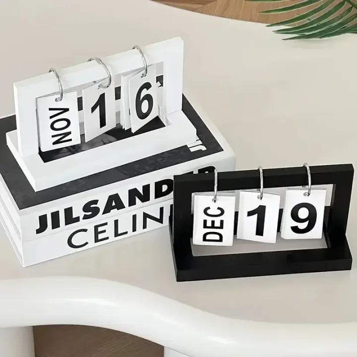 Ins Minimalist Style Living Room Office Decoration Wooden Calendar Ornament Modern Desk Accessories Simple Home Decor Crafts Gift