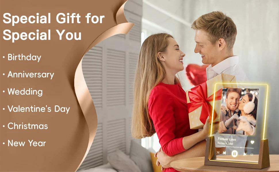 Customized Spotify Music Plaque Gifts For Anniversary Valentine Day Personalized Acrylic Photo Frame Lamp Copule Romantic Gifts