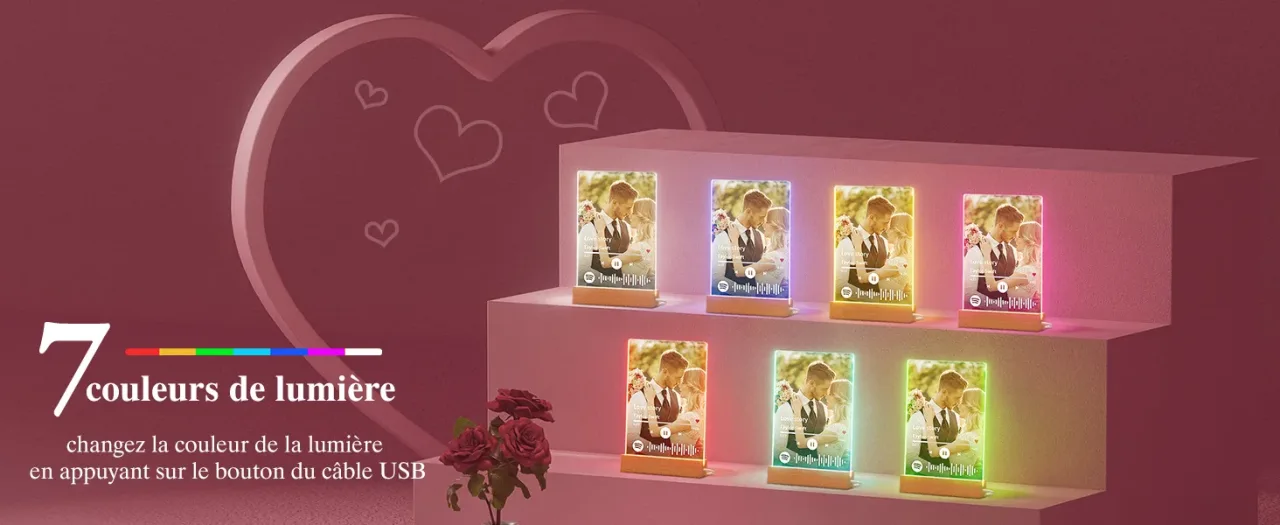 Customized Spotify Music Plaque Gifts For Anniversary Valentine Day Personalized Acrylic Photo Frame Lamp Copule Romantic Gifts