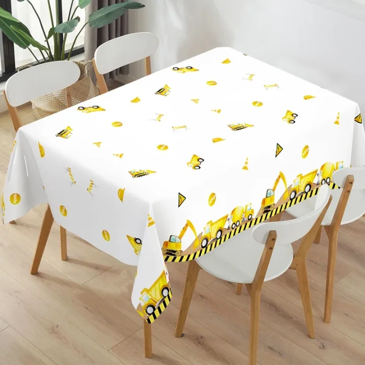 Construction Engineering Vehicles Theme Tablecloth Birthday Decor Baby Shower for Boys Excavator Truck Tractor Party Supplies