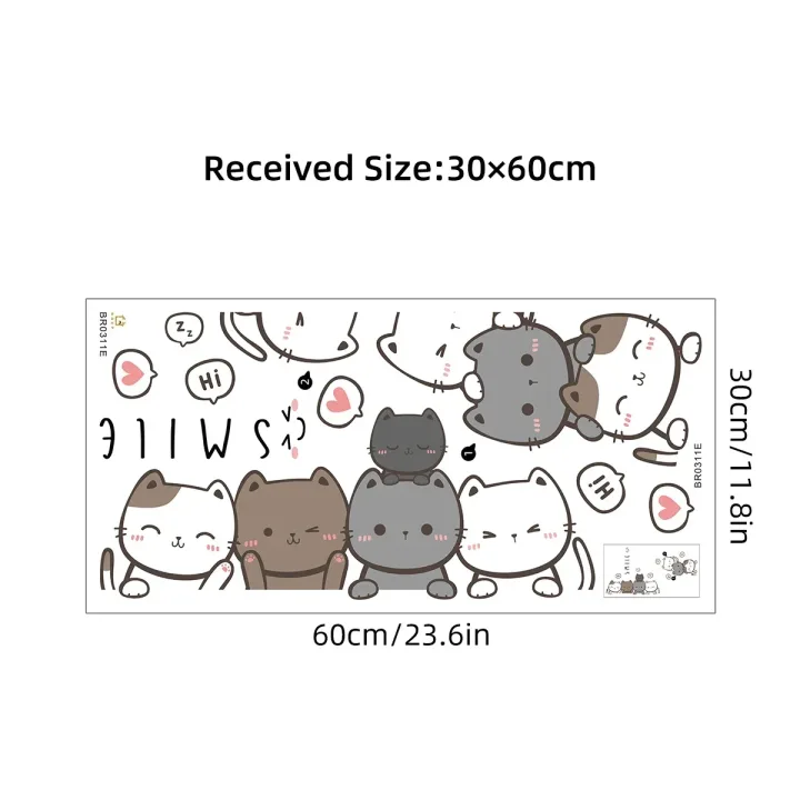 1Pc Furniture Cartoon Cute Cat Wall Stickers for Door Home Decor Accessories Living Room Kids Room Decoration Wall Decals DIY