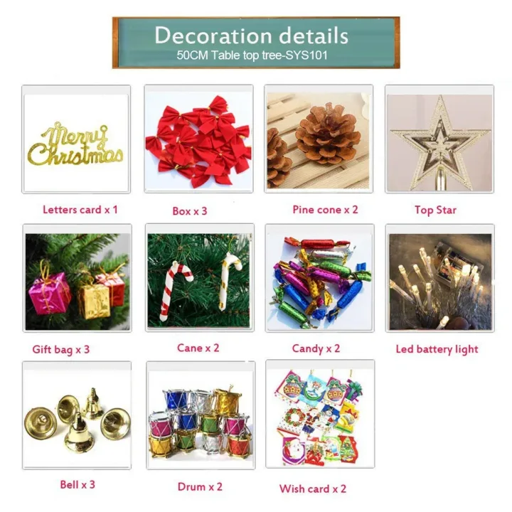 50cm Christmas Tree Set Christmas Decor With Lights Desktop Mini Christmas Tree Ornaments New Year Party Decoration Gift Navidad