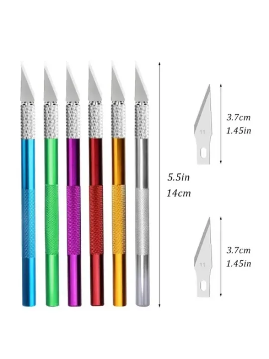 Engraving Cutter with Blade Metal Handle, Craft Carving, Sculpture Paper, Non-Slip Knife, DIY Repair, Leather Tools