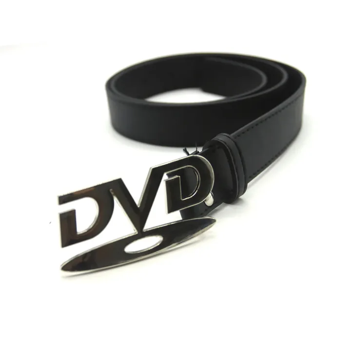 Unisex Nostalgic Design DVD Buckle Belt Men Women Decoration Paired with Jeans Belt Versatile White Black Design Sense Belt
