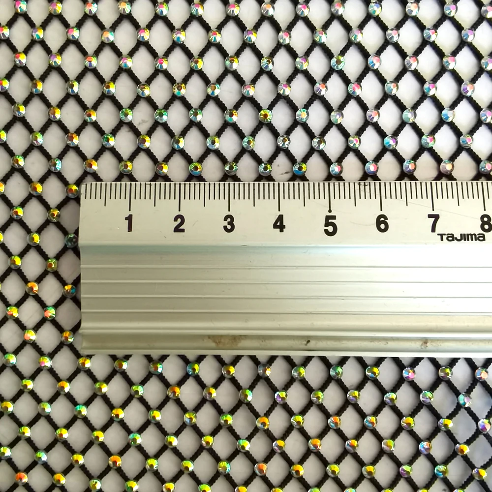 Multicolor Rhinestones Mesh Applique Trim SS10 Crystal For DIY Crafts