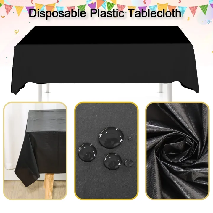183×137cm Black Table Cover Disposable Plastic Tablecloth for Wedding Decoration Birthday Party Supplies Table Decor