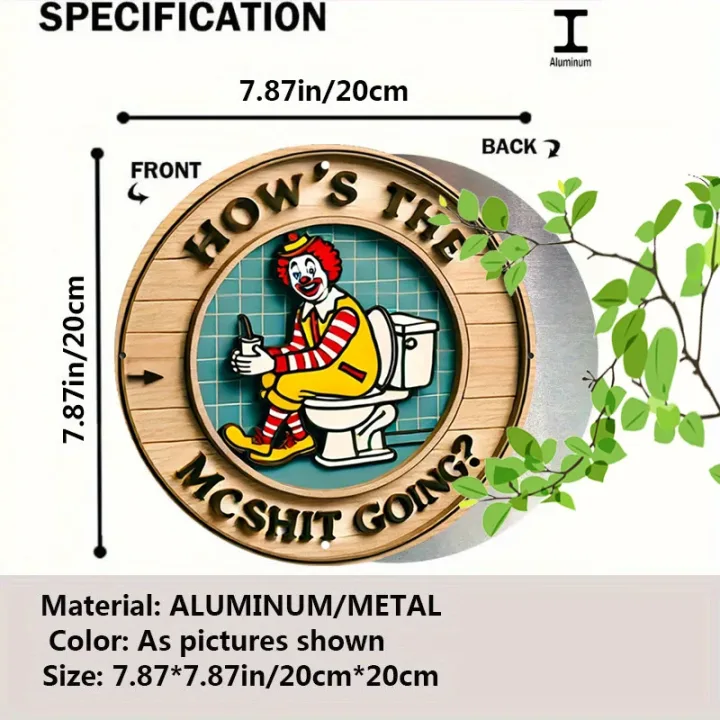 Vintage Clown Metal Sign 7.8
