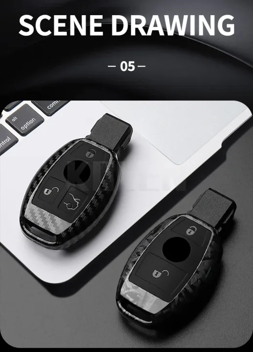 2 3 Buttons Carbon Fiber Car Key Case Cover Fob For Mercedes Benz A B C E Class GLS GLA GLK GLC CLS CLA W204 W205 W212 W463 W176