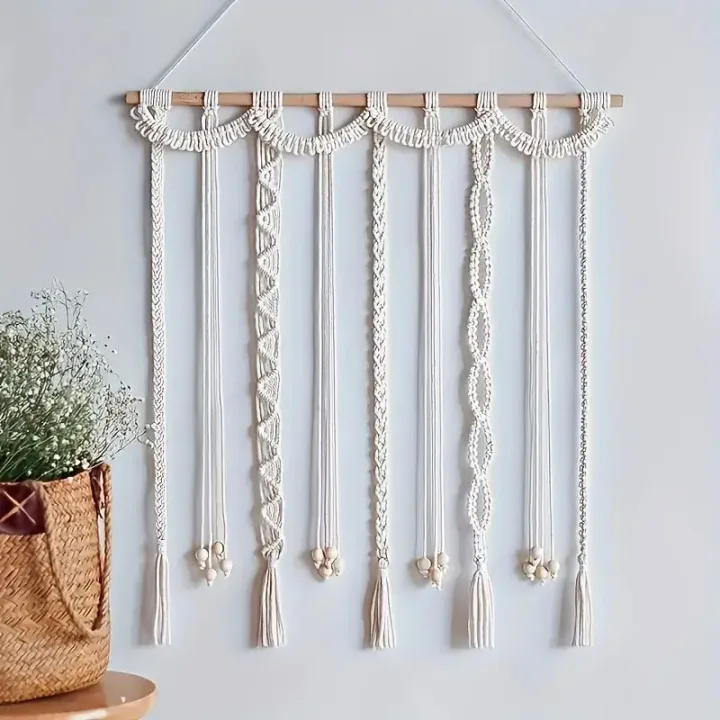 Boho Photo Display Clip Handmade Exquisite Tassel Wall Hanging Decoration Photograph Storage Tool With 20 Wooden Clips