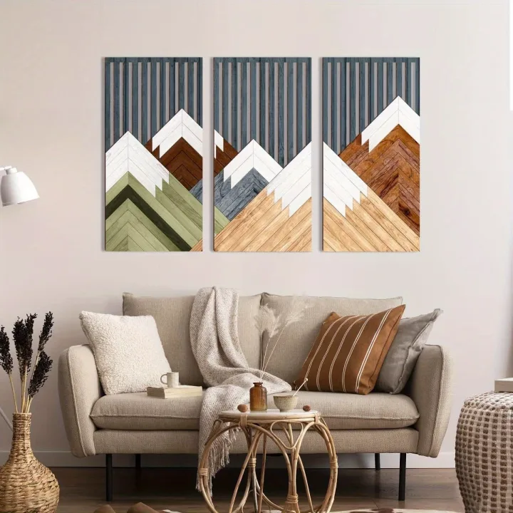 3pcs Boho style Hollow Wood Retro Rustic Leaf Pattern Wall Hanging Art Living Room Bedroom Wall Hanging Home Decoration