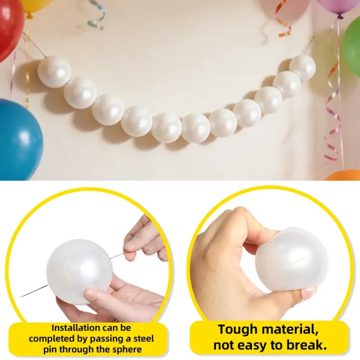 Wedding Backdrop Wall Decor - Faux Large Pearl - DIY Beaded Garland White Ball Pendant & Figurine