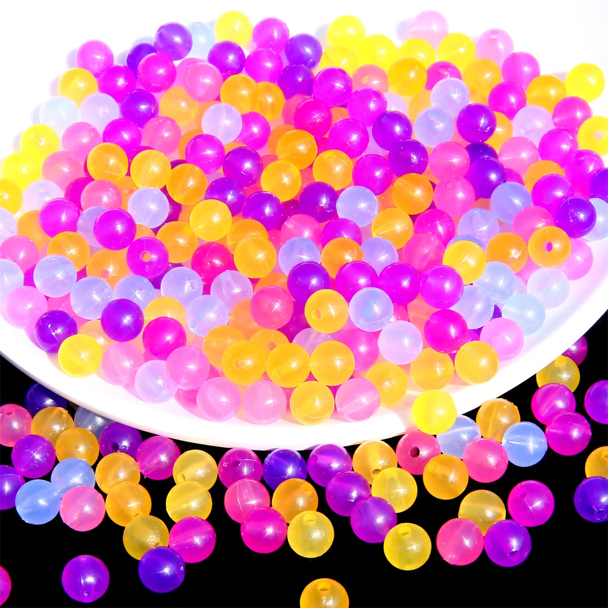 100pcs/Lot 8mm Acrylic Round Ball Ultraviolet Sun Color Changing Loose Spacer Beads for Jewellery Marking DIY Necklace Bracelet