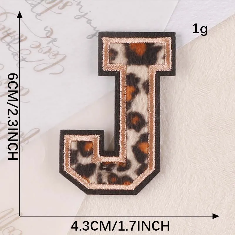 A~Z English Alphabet Letters Badge Patches,Leopard Print Applique Embroidery Iron on Stickers for Clothing,DIY Name Garment