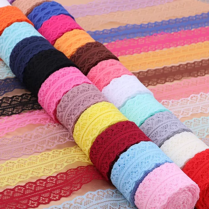 (10Meters/Roll) 3cm Non-Stretchy Lace Ribbon White Black Red Blue Purple Green Pink Yellow Orange DIY Crafts Flower Decoration