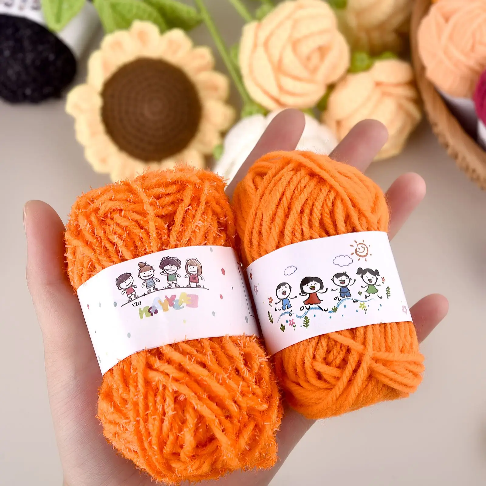 Crochet Yarn Set, 12 Color Kids DIY Yarn, Knitting and Crocheting Materials, Crafting Wool Balls for Hats, Dolls, Needlework Projects