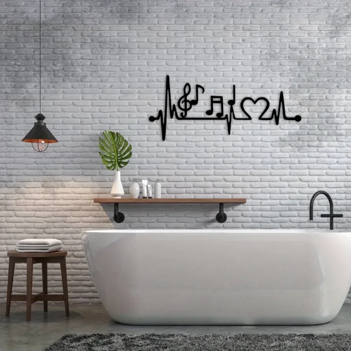 Electrocardiogram Music Metal Wall Art, Heart Rhythm Love Design for Music Lovers Home Deco