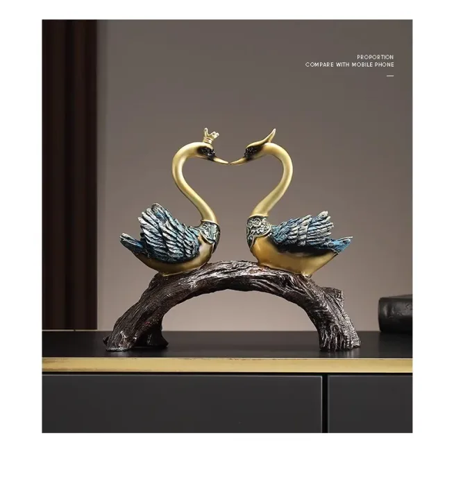 Swan Ornaments For Lovers Modern Art Handicraft Gift For Living Room Porch Wine Cabinet TV Cabinet Office Home Decoration