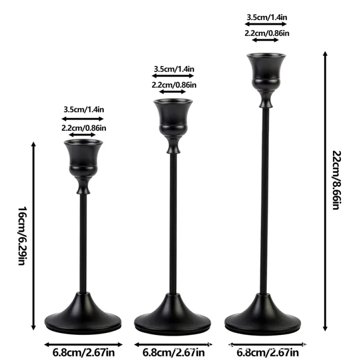 Set of 3 Vintage Elegant Metal and Aluminum Tabletop Candle Holders, Suitable for Wedding Anniversary, Home and Hotel Decoration
