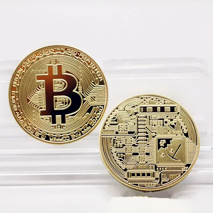 Gold Plated Bitcoin Coin Collectible Art Collection Gift Physical commemorative Casascius Bit BTC Metal Antique Imitation
