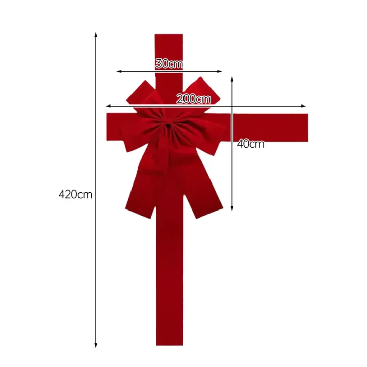 40X30Cm Xmas Big Red Bow Hanging Door Bow Ribbon Wedding Christmas Holiday Front Door Party Home Decorations New Year Diy Supply