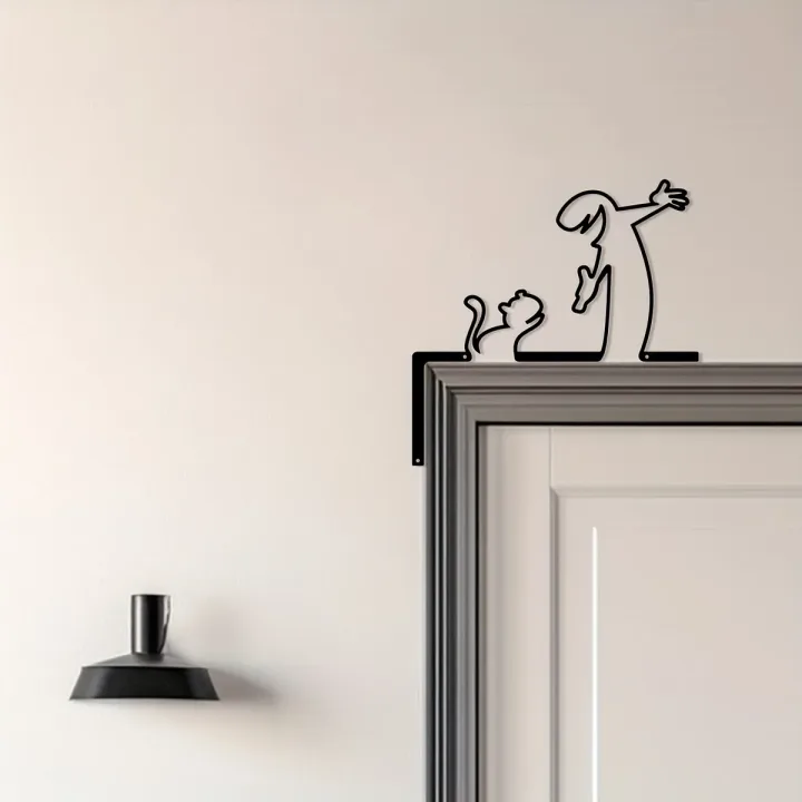 Metal Wall Decor Wrought Iron Sign Home Interior Door Frame Art Hanging Painting Room Decor Lucky Cat Home Decoration