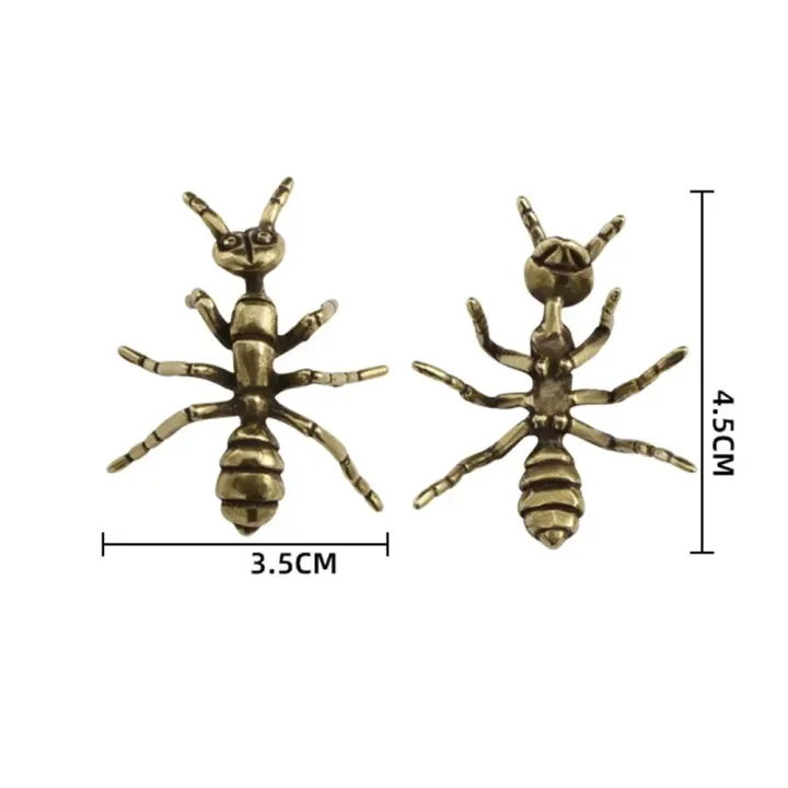 Brass Ant Figurines Miniature Simulation Insect Desk Ornament Table Tea Pets Antique Copper Crafts Home Decors