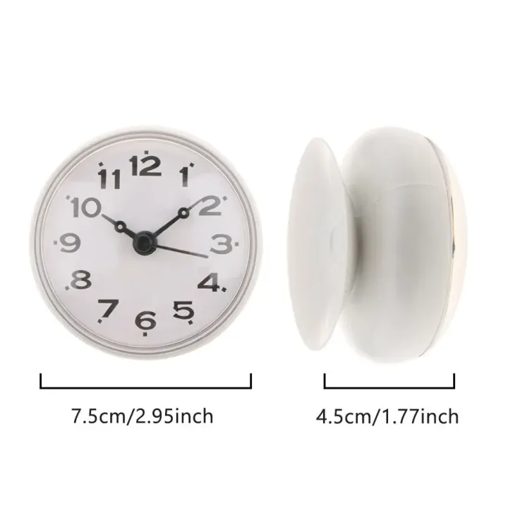 7cm Shower Anti Fog Waterproof Mini Small Table Decoration Kitchen Living Bathroom Room Wall Clock Toilet Round Sucker Decor Art