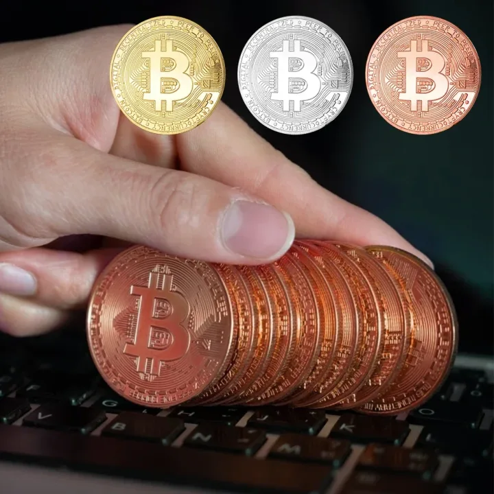 3/1PC Bitcoints BTC Coins Collectible Collection Gold Plated Bitcoin Coin Collectible Art Collection Gift Physical Commemorative