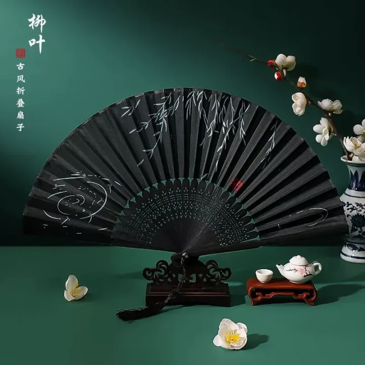 Folding Hand Fan Vintage Silk Bamboo Fans Chinese Hand Fans Women Dance Fan Cosplay Wedding Party Props Decor Gift Fan Portable