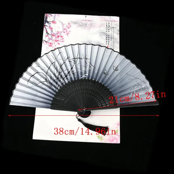 Folding Hand Fan Vintage Silk Bamboo Fans Chinese Hand Fans Women Dance Fan Cosplay Wedding Party Props Decor Gift Fan Portable