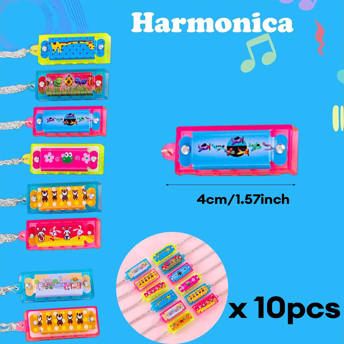 10Pcs Gold Harmonica